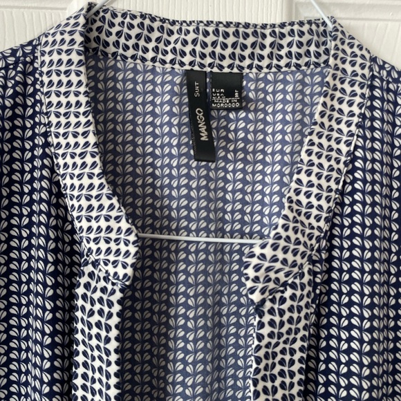 MANGO Navy and White Leaf Print Romper - Picture 6 of 11